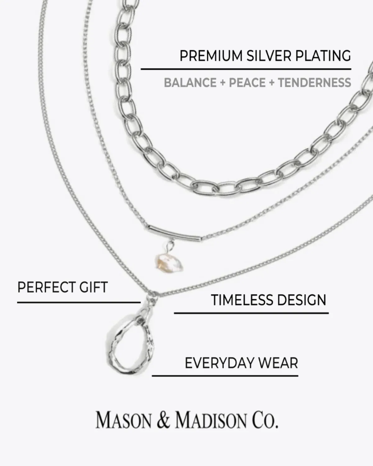 Silver Layered Necklace - Want To Know You Better sold by Mason & Madison Co. product image thumbnail 2