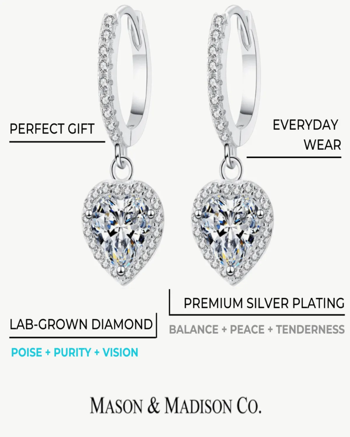 2 Carat Diamond Heart Drop Earrings sold by Mason & Madison Co. product image thumbnail 3