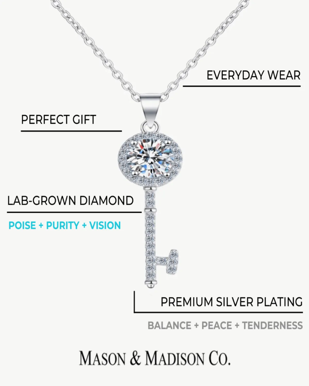 1 Carat Diamond Key Pendant Necklace sold by Mason & Madison Co. product image thumbnail 3