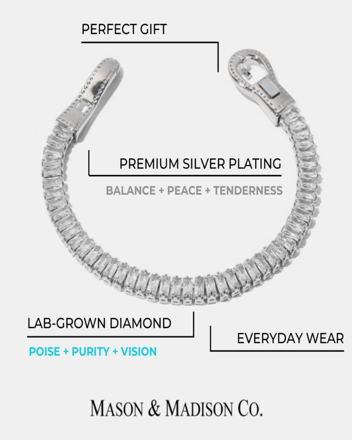 Diamond Tennis Bracelet - Silver sold by Mason & Madison Co. product image thumbnail 2