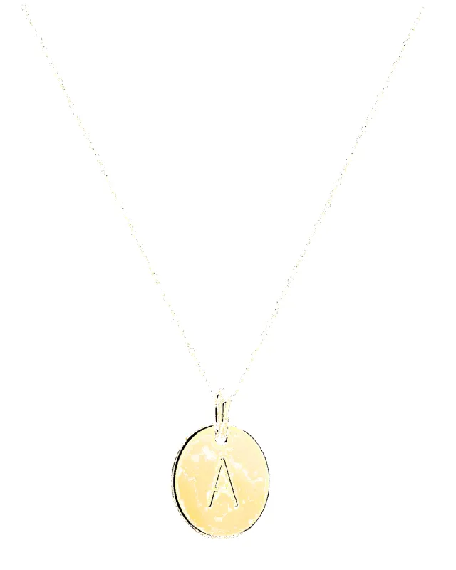 18K Gold Letter Pendant Necklace - Personalized Initial Circle sold by Mason & Madison Co.