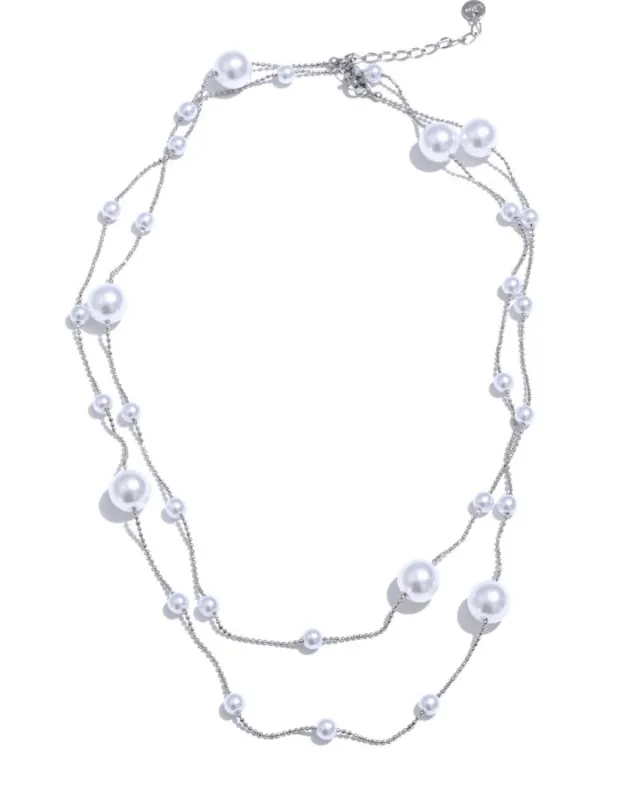 Pearl Long Chain Necklace - Silver sold by Mason & Madison Co.