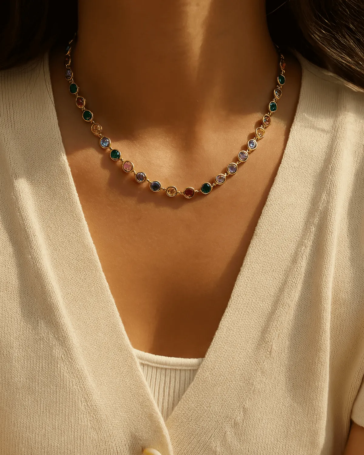 18K Gold Chain Necklace with Gemstone sold by Mason & Madison Co. product image thumbnail 4