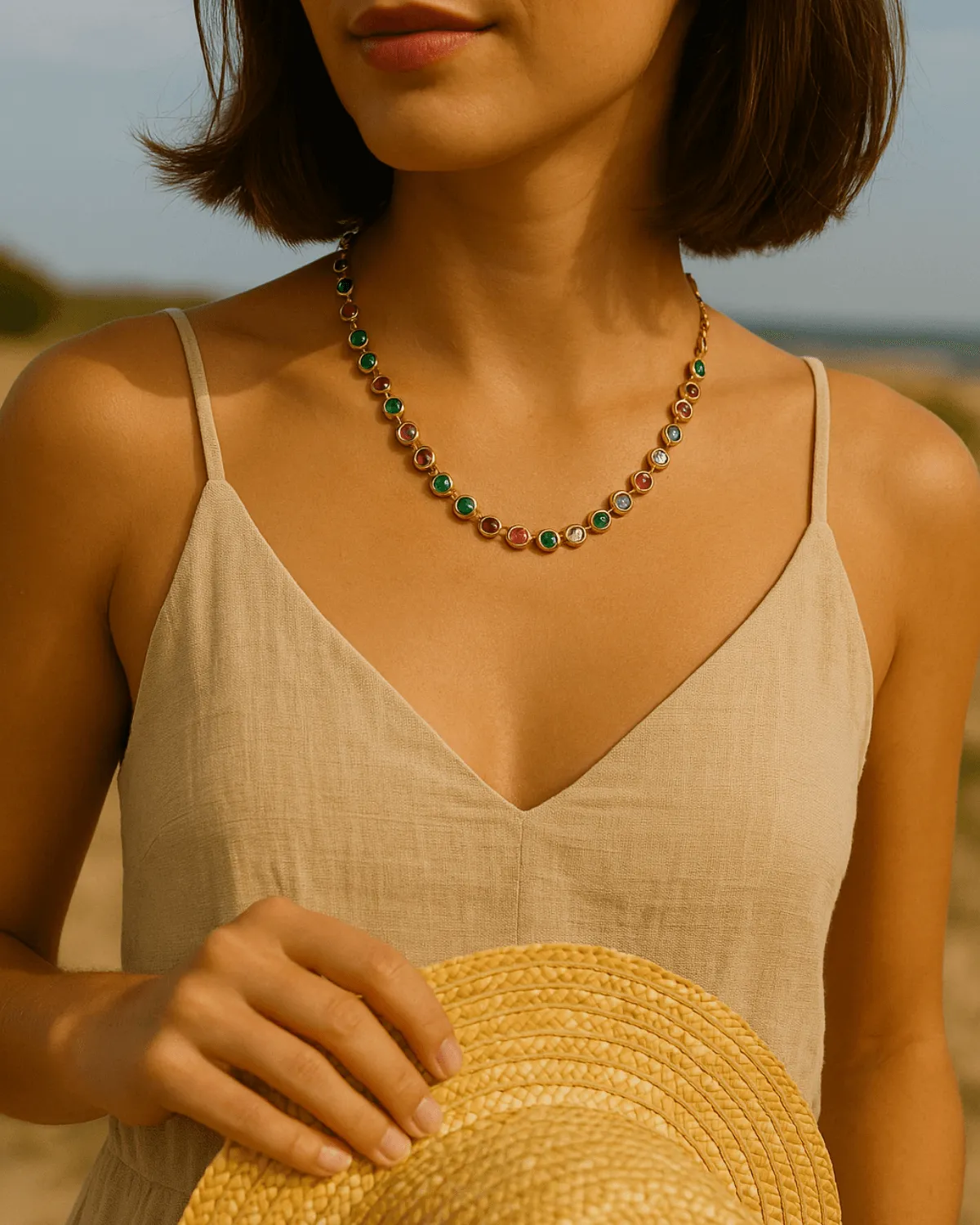18K Gold Chain Necklace with Gemstone sold by Mason & Madison Co. product image thumbnail 3
