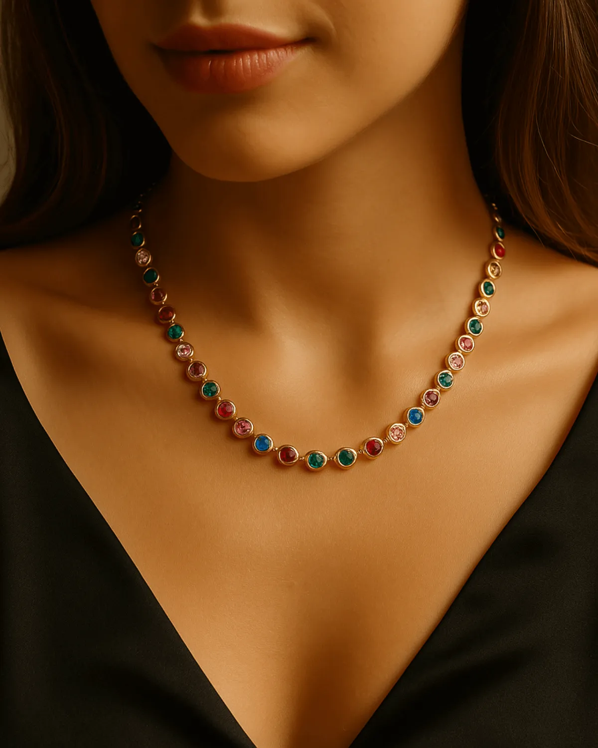 18K Gold Chain Necklace with Gemstone sold by Mason & Madison Co. product image thumbnail 5