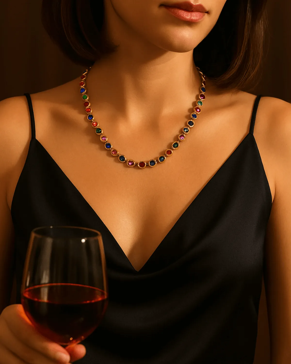 18K Gold Chain Necklace with Gemstone sold by Mason & Madison Co. product image thumbnail 2