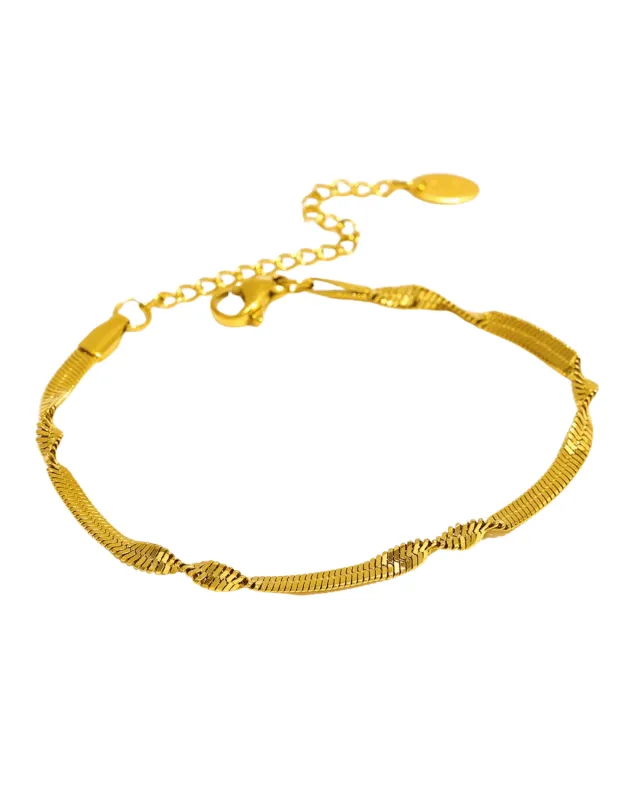 18K Gold Rope Herringbone Chain Bracelet sold by Mason & Madison Co.