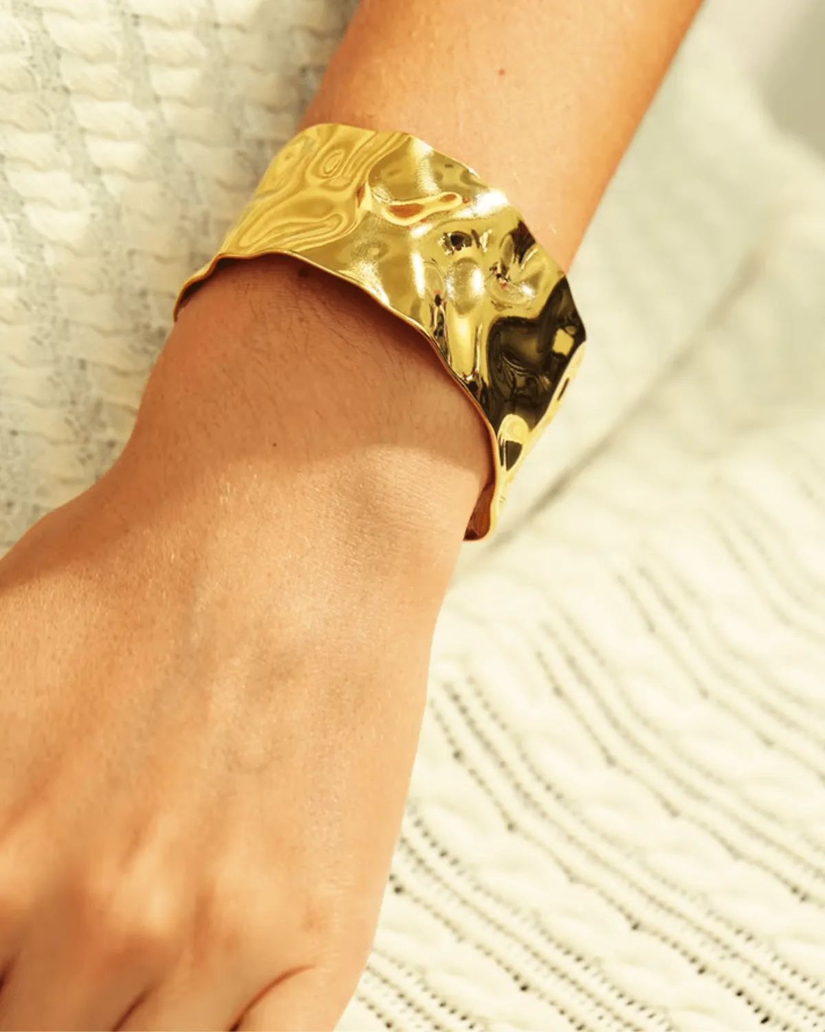 18K Gold Cuff Bracelet - Wide Gorgeous sold by Mason & Madison Co. product image thumbnail 4