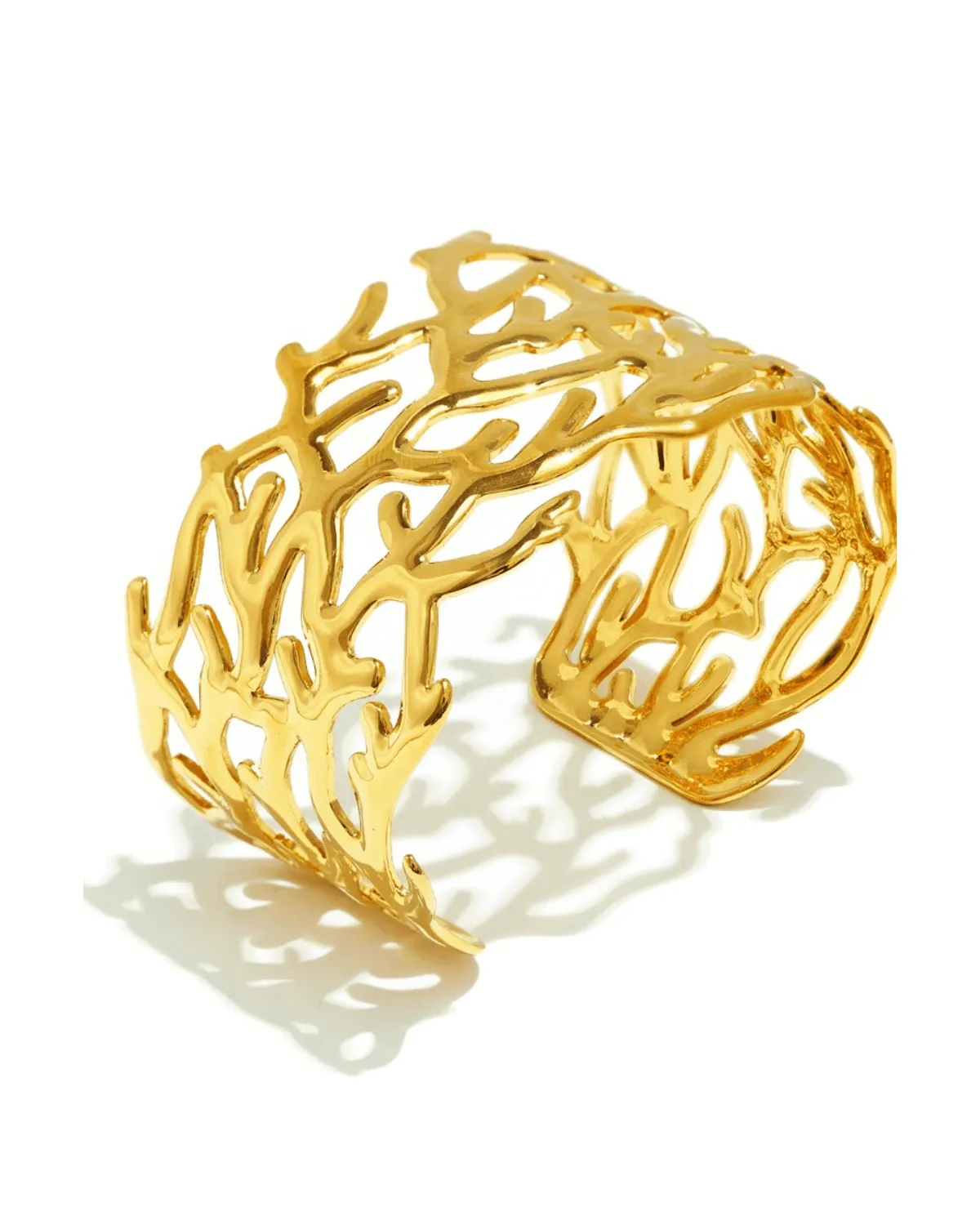 18K Gold Cuff Bracelet - Twig Geometric Hollow sold by Mason & Madison Co.