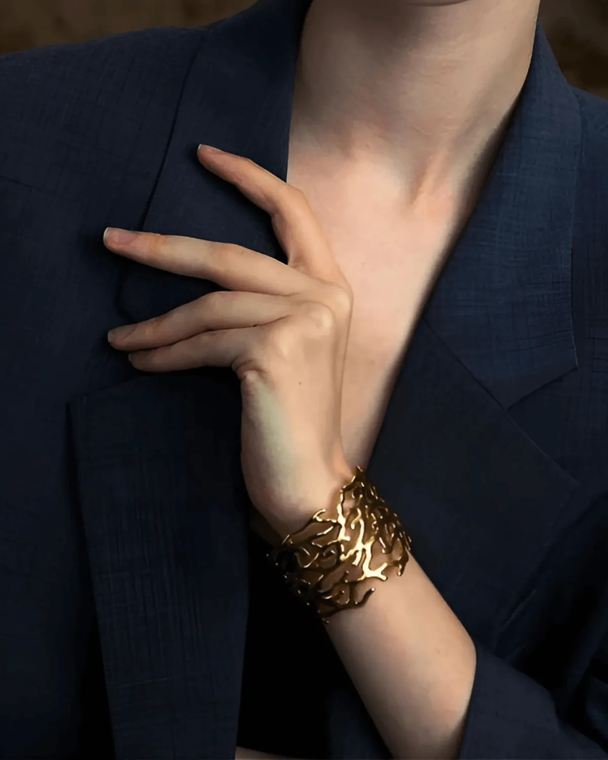 18K Gold Cuff Bracelet - Twig Geometric Hollow sold by Mason & Madison Co. product image thumbnail 5