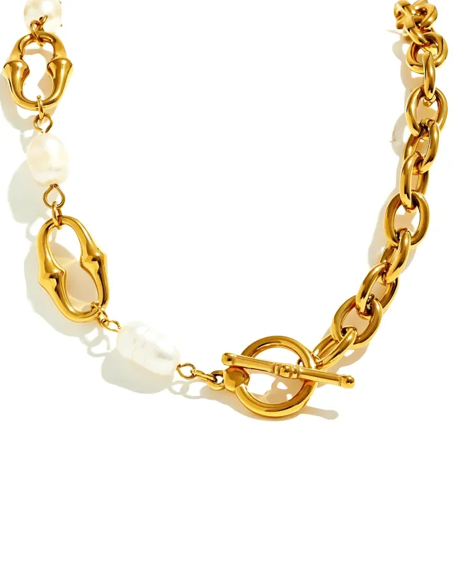 18K Pearl Gold Chain Necklace sold by Mason & Madison Co.