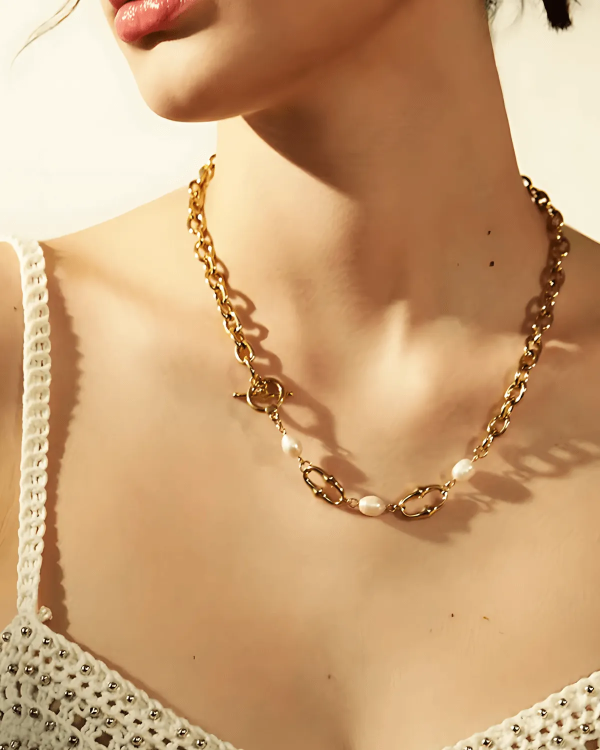 Pearl Silver Chain Necklace sold by Mason & Madison Co. product image thumbnail 3