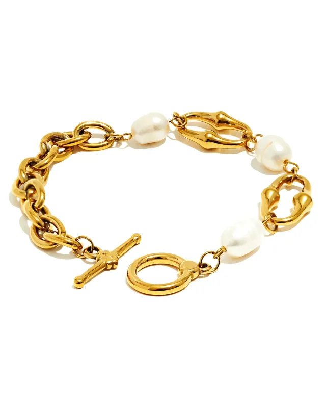 18K Pearl Gold Chain Bracelet sold by Mason & Madison Co.