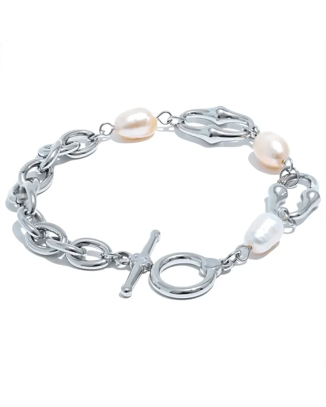 Pearl Silver Chain Bracelet sold by Mason & Madison Co.