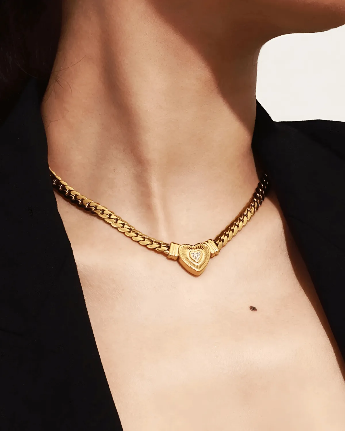 18K Gold Heart Chain Necklace - MASON CHUNKY CHAIN™ sold by Mason & Madison Co.