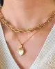 Best Trending 18K Gold Link Chain + Heart Pearl Necklace Set Gift on Sale for Women, Lady, Mother, Wife sold by Mason & Madison Co.