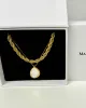 Best Trending 18K Gold Rope Chain + Pearl Pendant Necklace Set Gift on Sale for Women, Lady, Mother, Wife sold by Mason & Madison Co.