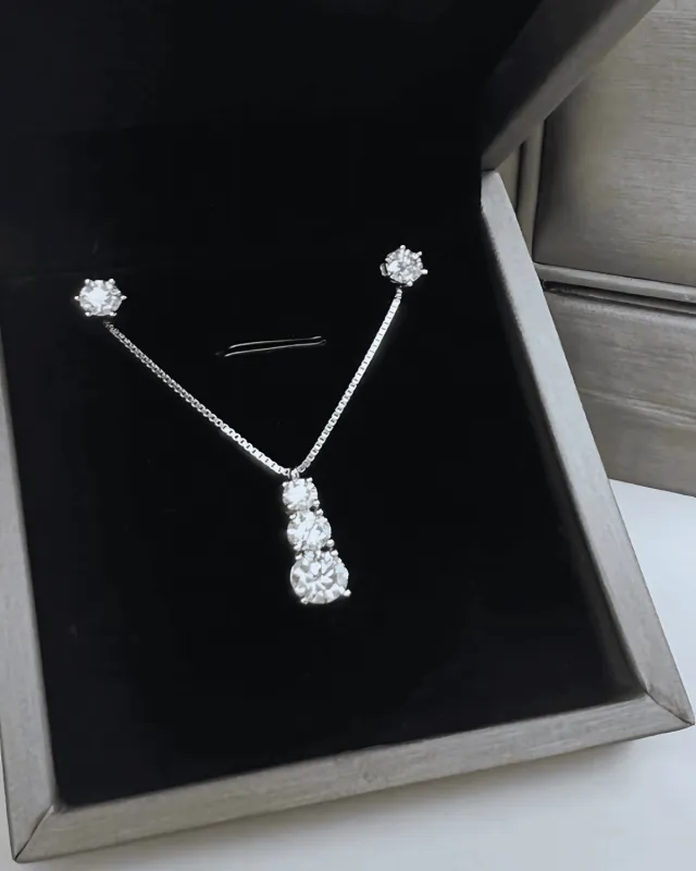 Best Trending Diamond Necklace Stud Earrings Set Gift on Sale for Women, Lady, Mother, Wife sold by Mason & Madison Co.