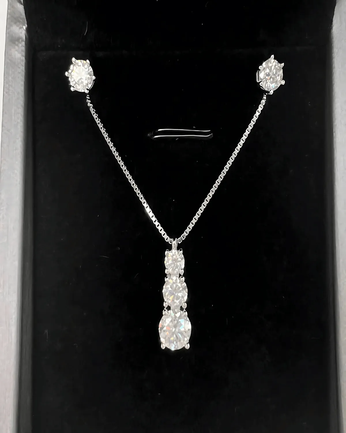 Best Trending Diamond Necklace Stud Earrings Set Gift on Sale for Women, Lady, Mother, Wife sold by Mason & Madison Co. product image thumbnail 2