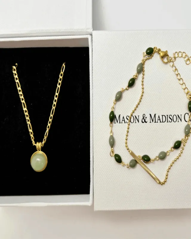 Best Trending 18K Jade Necklace Bracelet Gift on Sale for Women, Lady, Mother, Wife sold by Mason & Madison Co.