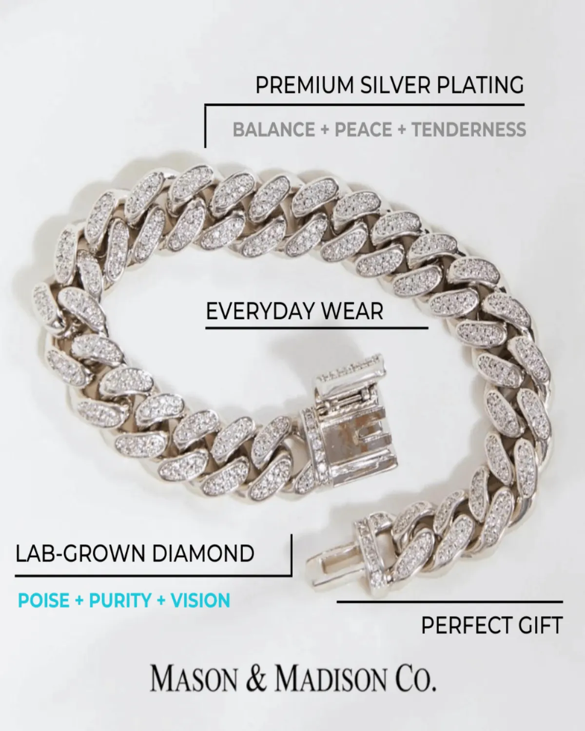 Best Trending Diamond Silver Chain Bracelet Gift on Sale for Women, Lady, Mother, Wife sold by Mason & Madison Co. product image thumbnail 3