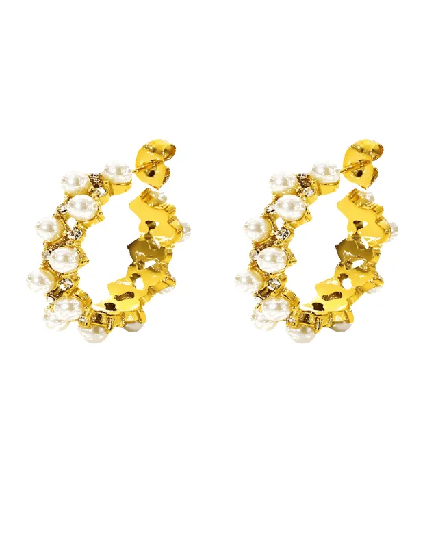 Best Trending 18K Pearl Hoop Earrings Gift on Sale for Women, Lady, Mother, Wife sold by Mason & Madison Co.