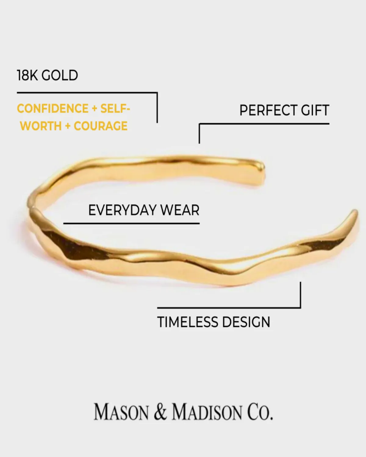 Best Trending 18K Gold Cuff Bracelet Gift on Sale for Women, Lady, Mother, Wife sold by Mason & Madison Co. product image thumbnail 2