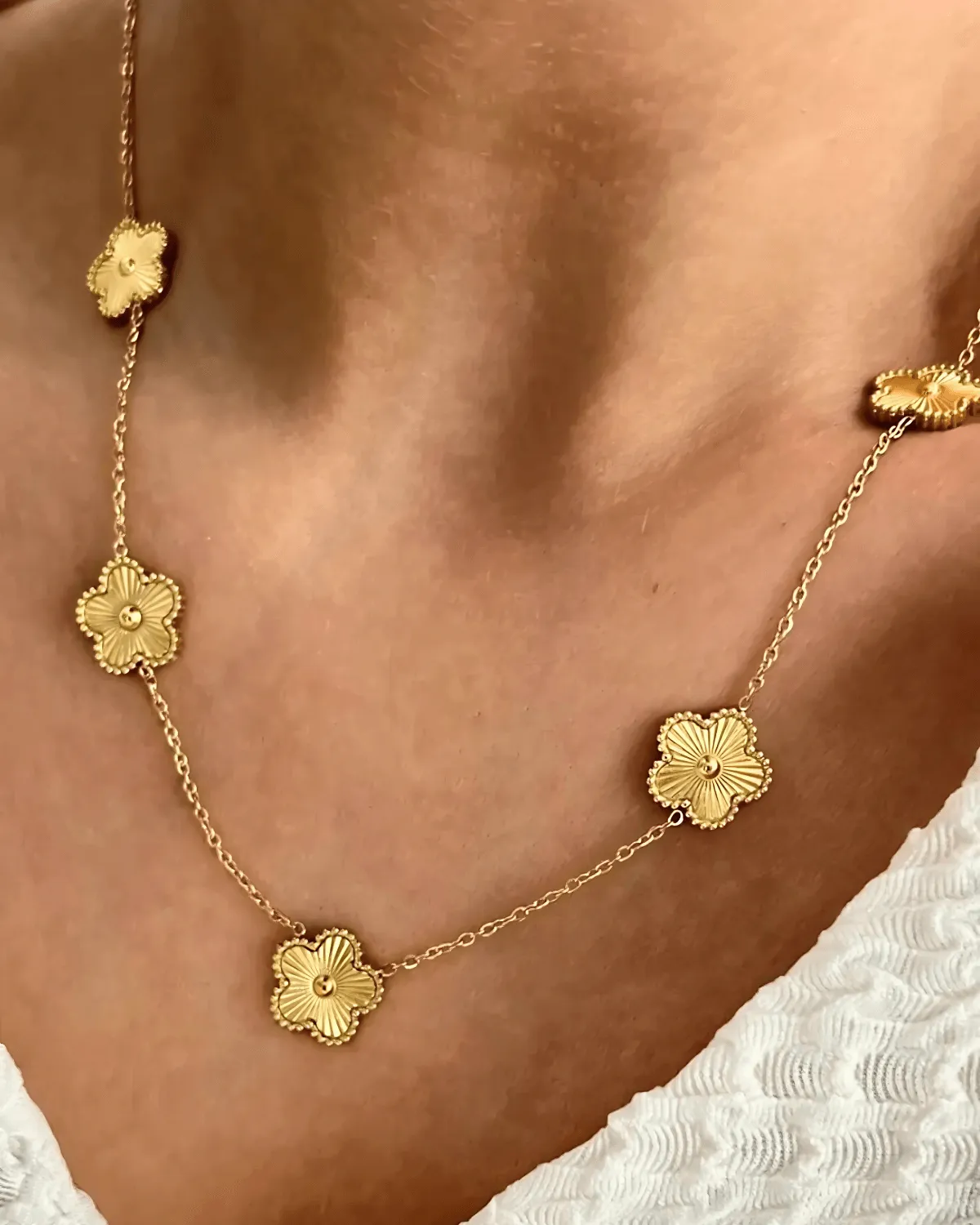 18K Gold Clover Chain Necklace sold by Mason & Madison Co.