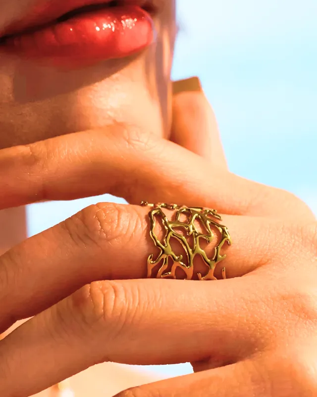 18K Gold Cutout Open Ring sold by Mason & Madison Co.