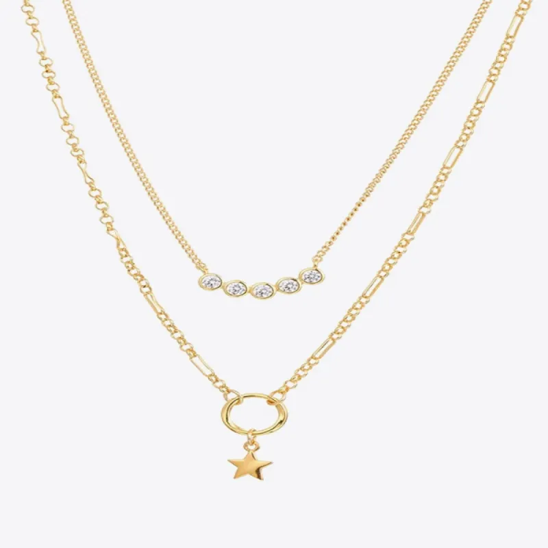 Gold Layering Pendant Necklace with Star & Diamond sold by Mason & Madison Co.