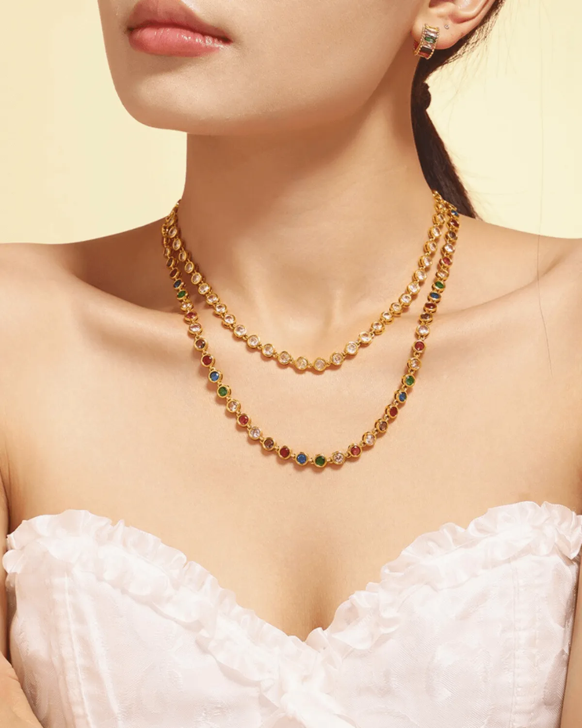 18K Gold Chain Necklace Stack Bundle with Gemstone sold by Mason & Madison Co. product image thumbnail 3