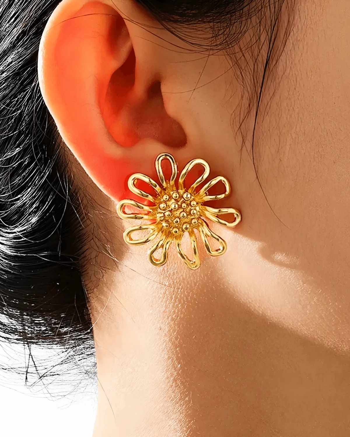 18K Gold Flower Stud Earrings sold by Mason & Madison Co.