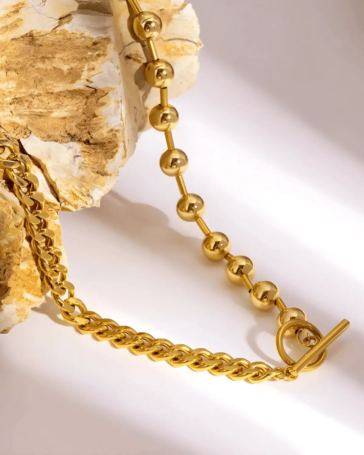 18K Gold Cuban Bead Chain Necklace sold by Mason & Madison Co. product image thumbnail 3