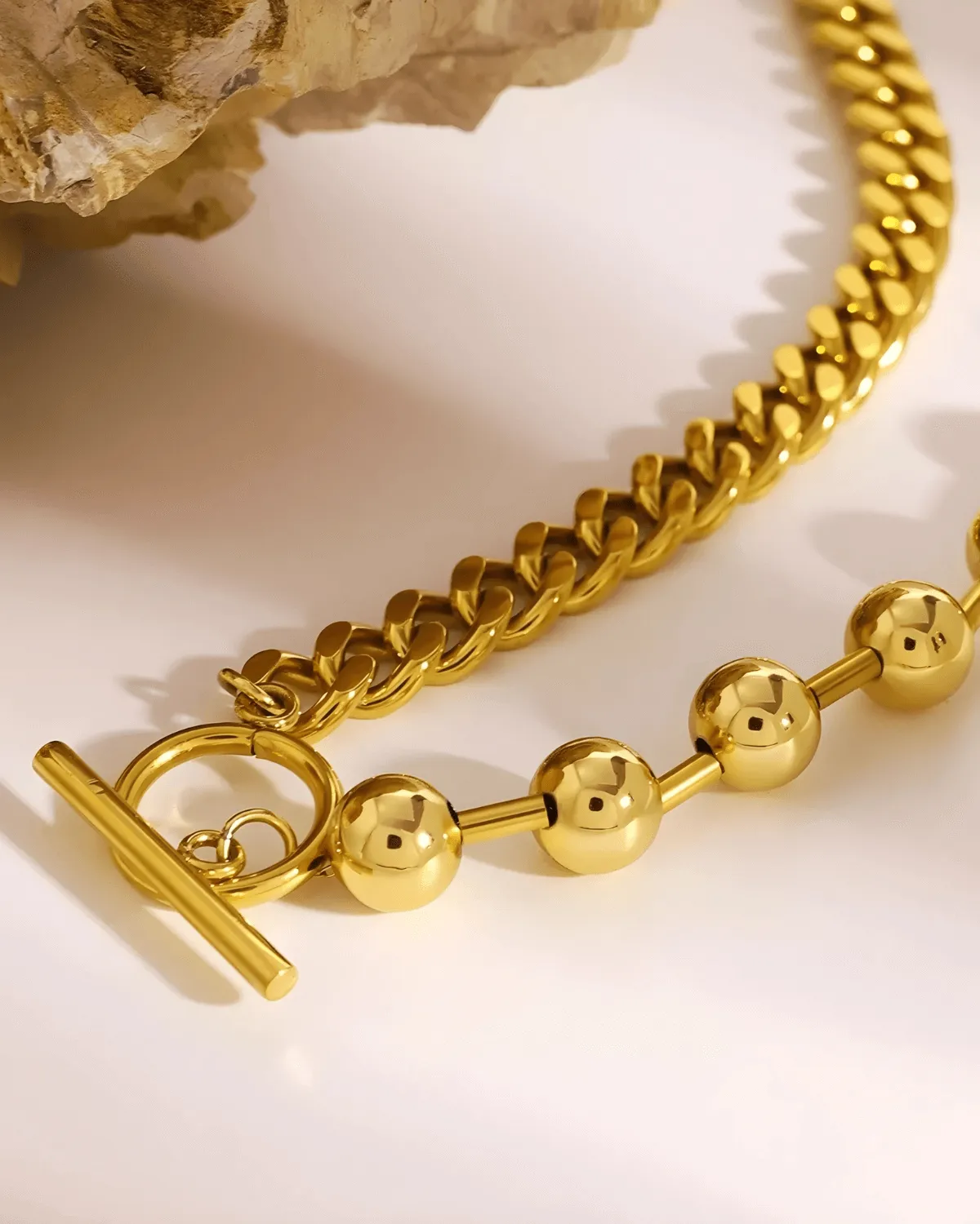 18K Gold Cuban Bead Chain Necklace sold by Mason & Madison Co. product image thumbnail 2