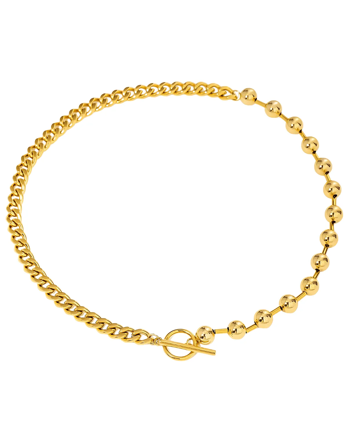 18K Gold Cuban Bead Chain Necklace sold by Mason & Madison Co.