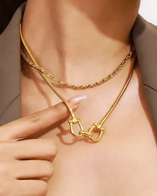 18K Gold Horseshoe Chain Necklace sold by Mason & Madison Co.