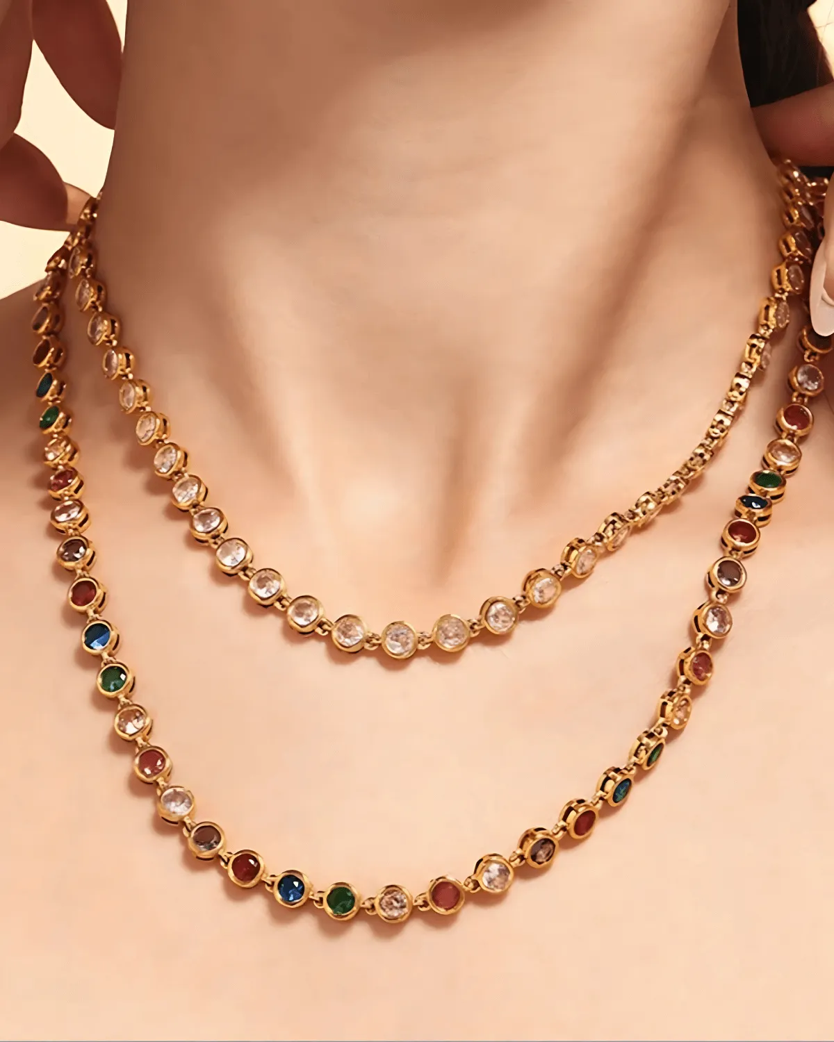 18K Diamond Tennis Gold Chain Necklace Stack Bundle sold by Mason & Madison Co. product image thumbnail 4