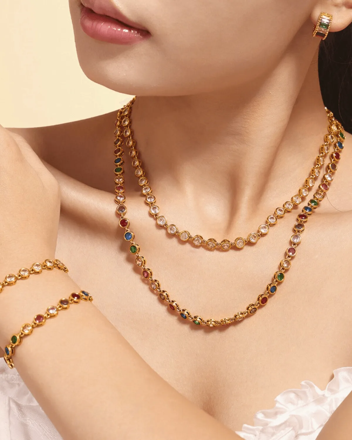 18K Diamond Tennis Gold Chain Necklace Stack Bundle sold by Mason & Madison Co. product image thumbnail 2