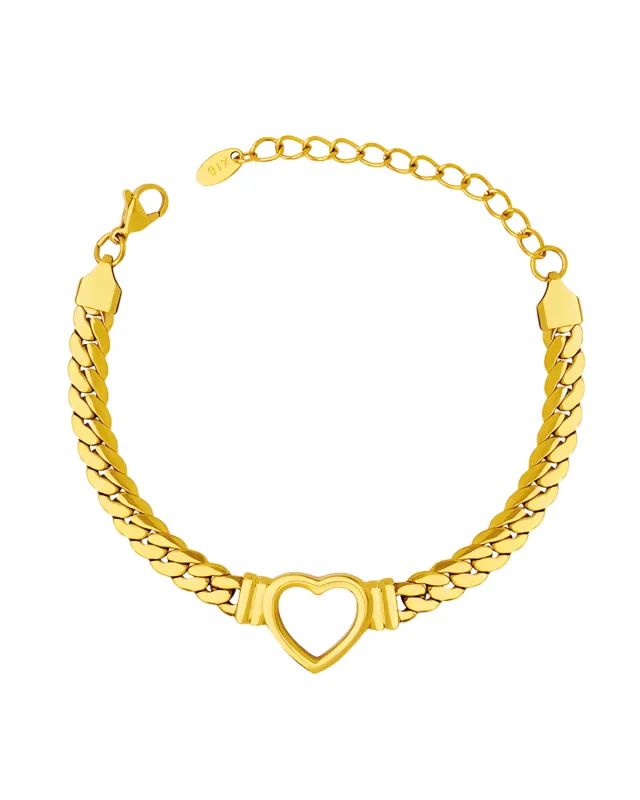 18K Gold Chain Heart Bracelet - MASON CHUNKY CHAIN™ made by Mason & Madison Co.