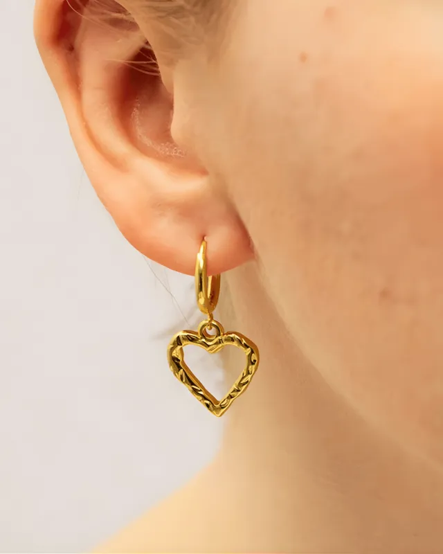 18K Gold Heart Drop Earrings sold by Mason & Madison Co.