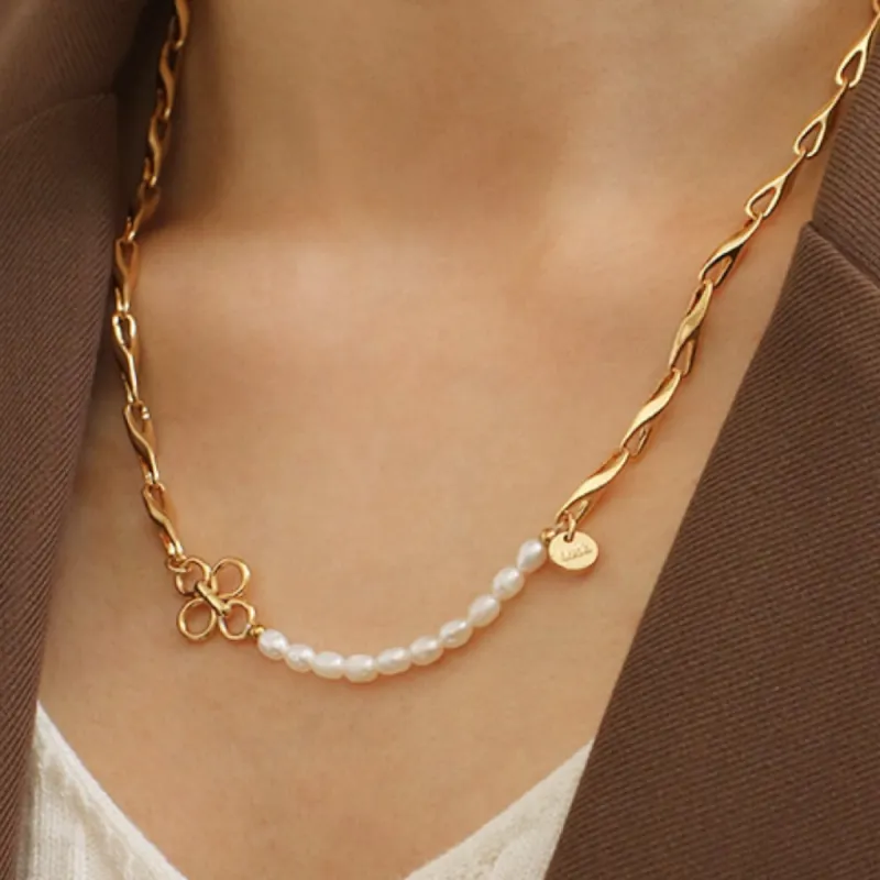Pearl Chain Necklace - Decorative Twist sold by Mason & Madison Co.