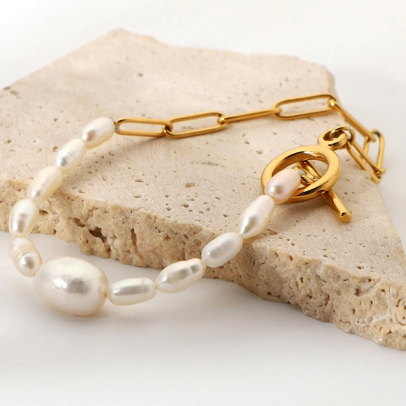 Pearl Link Chain Bracelet sold by Mason & Madison Co.