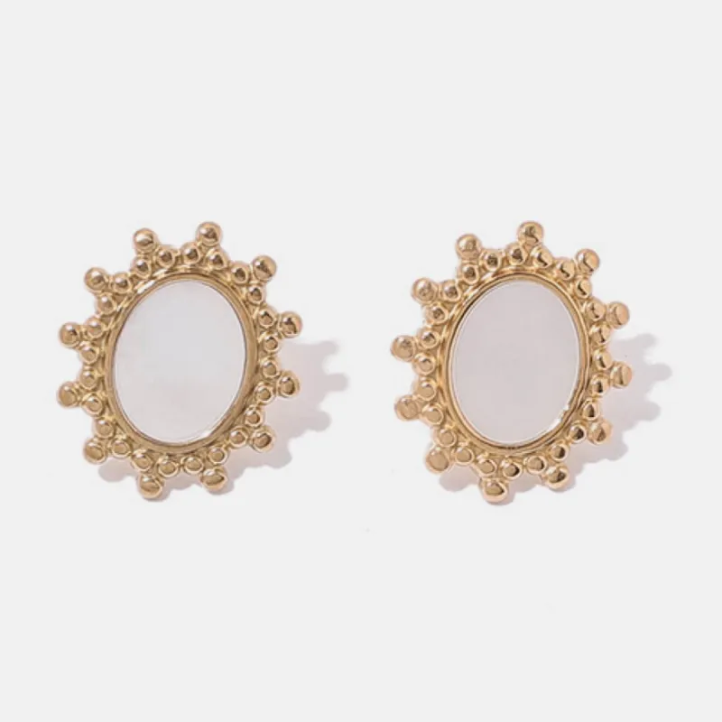 Inlaid Shell Framed Stud Earrings sold by Mason & Madison Co.