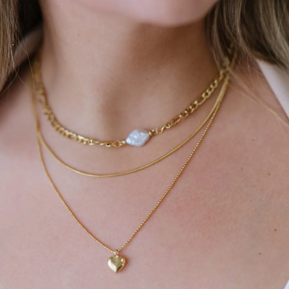 Gold Layered Necklace with Heart Pearl Pendant sold by Mason & Madison Co. product image thumbnail 2
