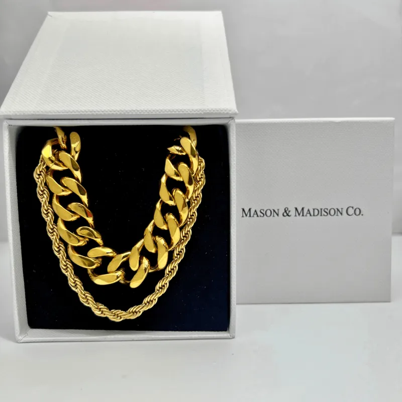 Gold Chunky Chain + Rope Chain Necklace Stack Bundle - MASON CHUNKY CHAIN™ sold by Mason & Madison Co.