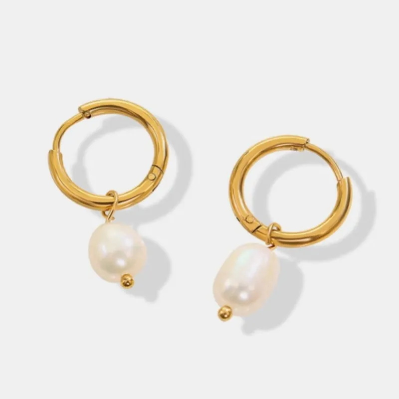 Pearl Drop Hoop Earrings sold by Mason & Madison Co.