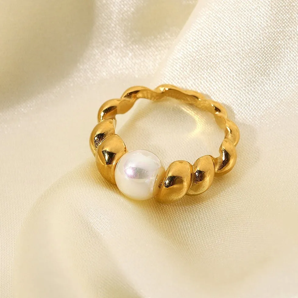 Pearl Ring in Gold Rope sold by Mason & Madison Co. product image thumbnail 3