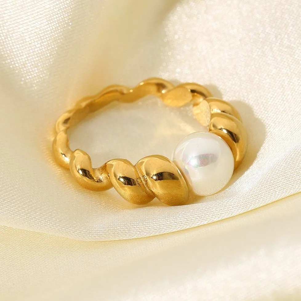 Pearl Ring in Gold Rope sold by Mason & Madison Co. product image thumbnail 2