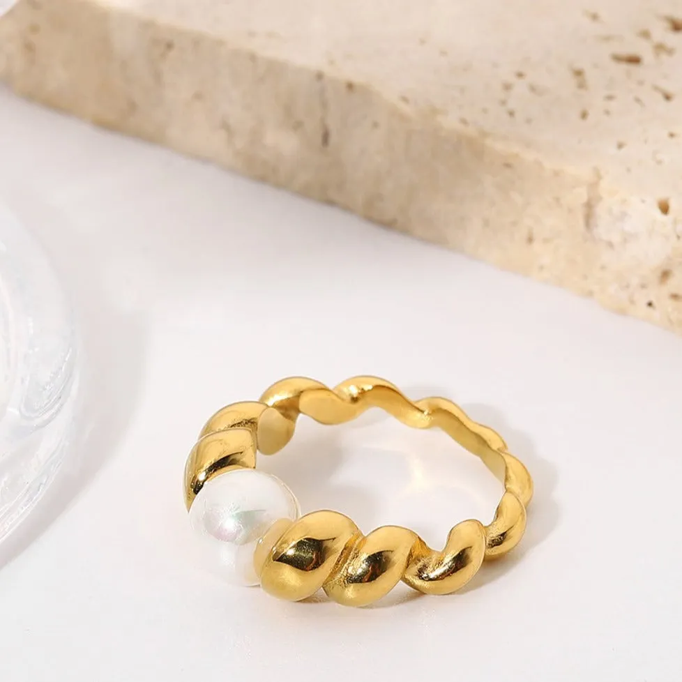 Pearl Ring in Gold Rope sold by Mason & Madison Co. product image thumbnail 4