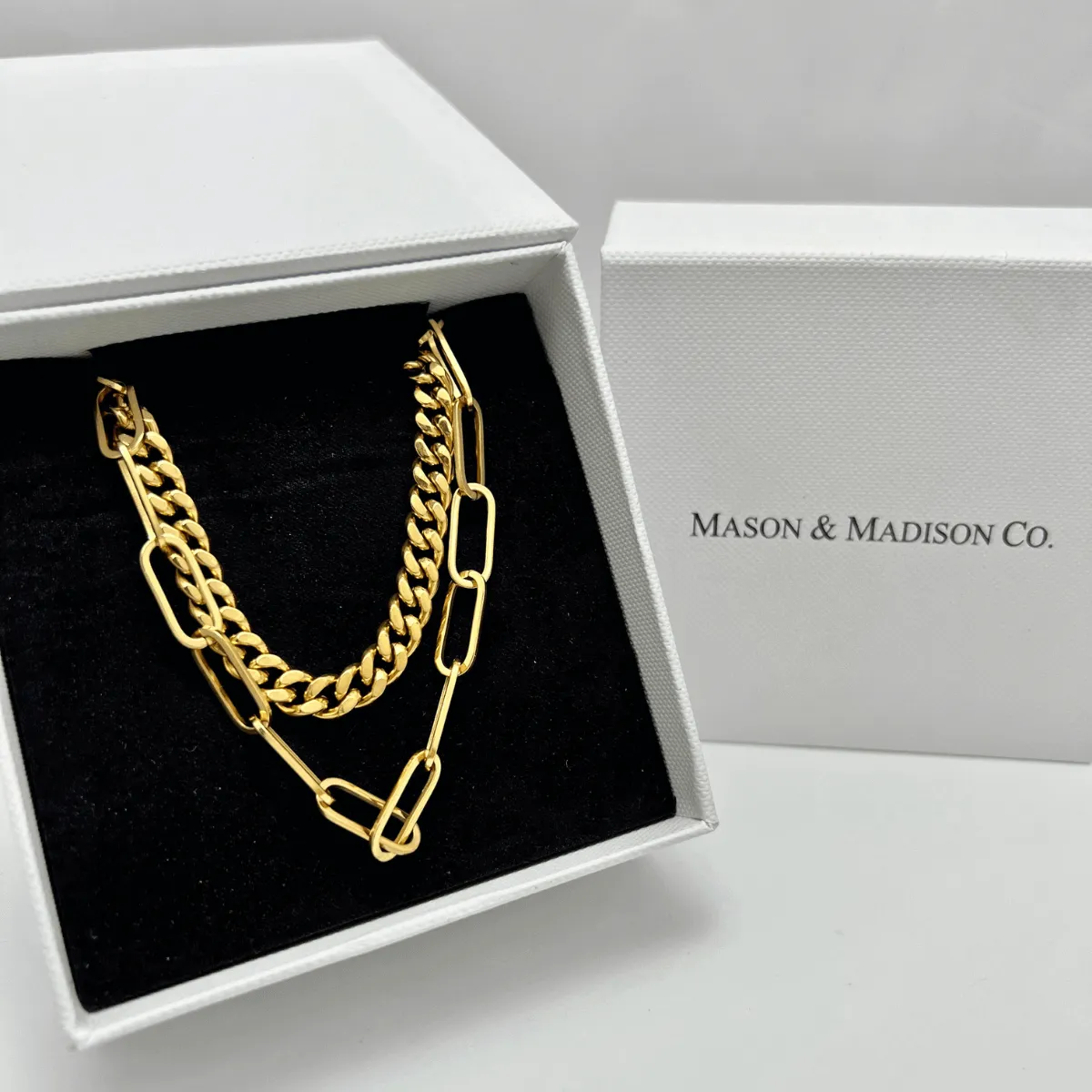 Gold Cable Chain + Link Chain Necklace Stack Bundle sold by Mason & Madison Co. product image thumbnail 3